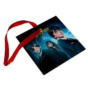 Harry potter and the philosopher's stone, Στολίδι Χριστουγεννιάτικο στολίδι γυάλινο τετράγωνο 9x9cm