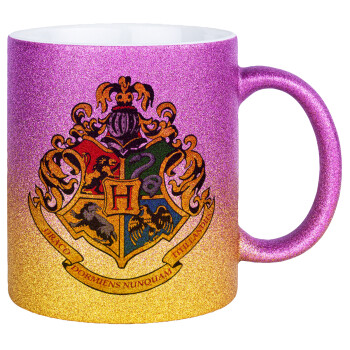 Hogwart's, Κούπα Χρυσή/Ροζ Glitter, κεραμική, 330ml