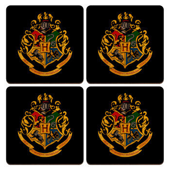 Hogwart's, ΣΕΤ x4 Σουβέρ ξύλινα τετράγωνα plywood (9cm)