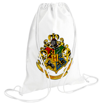 Hogwart's, Τσάντα πλάτης πουγκί GYMBAG λευκή (28x40cm)