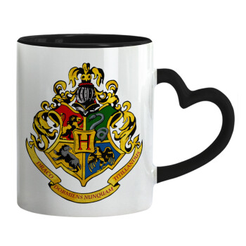 Hogwart's, Mug heart black handle, ceramic, 330ml