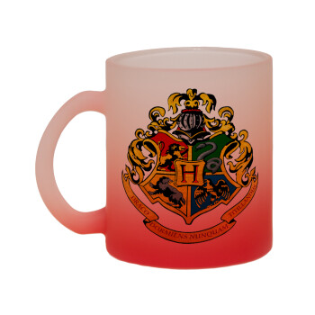 Hogwart's, Κούπα γυάλινη δίχρωμη με βάση το κόκκινο ματ, 330ml