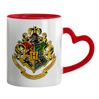 Hogwart's, Mug heart red handle, ceramic, 330ml