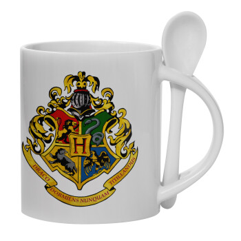 Hogwart's, Ceramic coffee mug with Spoon, 330ml (1pcs)