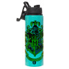 Metallic water bottle with safety lid, 850ml aluminum