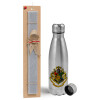 Easter Set, metallic Inox water bottle (750ml) & aromatic flat Easter candle (30cm) (GRAY)