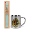 Easter Set, metallic thermal cup (300ml) & aromatic flat Easter candle (30cm) (TURQUOISE)