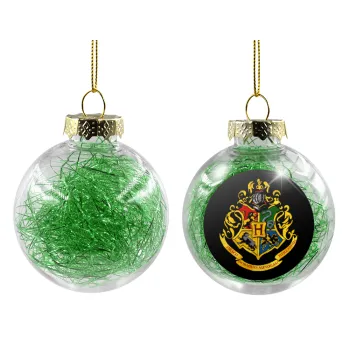 Hogwart's, Transparent Christmas tree ball ornament with green filling 8cm