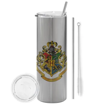 Hogwart's, Tumbler stainless steel Silver 600ml, with metal straw & cleaning brush