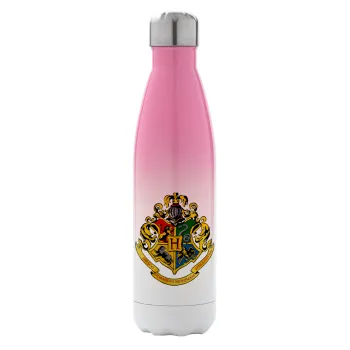 Hogwart's, Metal mug thermos Pink/White (Stainless steel), double wall, 500ml
