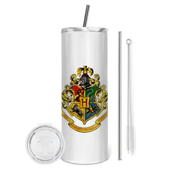 Hogwart's, Tumbler ποτήρι θερμό από ανοξείδωτο ατσάλι 600ml, με μεταλλικό καλαμάκι & βούρτσα καθαρισμού