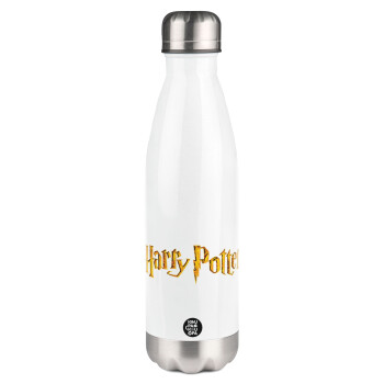 Harry potter movie, Μεταλλικό παγούρι θερμός Λευκό (Stainless steel), διπλού τοιχώματος, 500ml