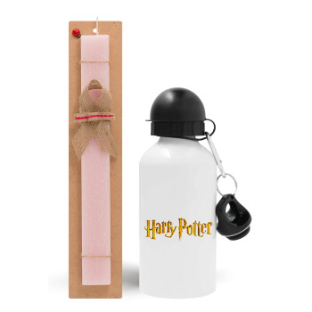 Harry potter movie, Πασχαλινό Σετ, παγούρι μεταλλικό αλουμινίου (500ml) & πασχαλινή λαμπάδα αρωματική πλακέ (30cm) (ΡΟΖ)