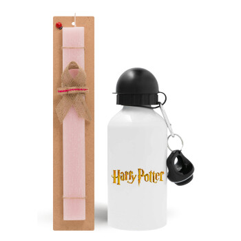 Harry potter movie, Easter Set, metallic aluminum bottle (500ml) & aromatic flat Easter candle (30cm) (PINK)