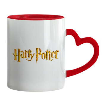 Harry potter movie, Mug heart red handle, ceramic, 330ml