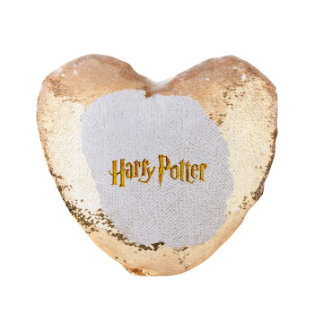 Harry potter movie, Μαξιλάρι καναπέ καρδιά Μαγικό Χρυσό με πούλιες 40x40cm περιέχεται το  γέμισμα