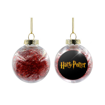 Harry potter movie, Χριστουγεννιάτικη μπάλα δένδρου διάφανη με κόκκινο γέμισμα 8cm