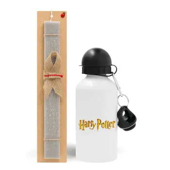 Harry potter movie, Easter Set, metallic aluminum water bottle (500ml) & aromatic flat Easter candle (30cm) (GRAY)