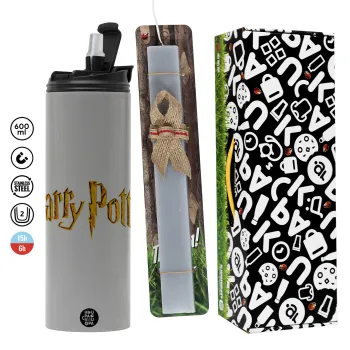 Harry potter movie, Πασχαλινή Λαμπάδα με Travel Tumbler θερμό (600ml, BPA free) & κερί αρωματικό πλακέ (30cm) (ΓΚΡΙ)