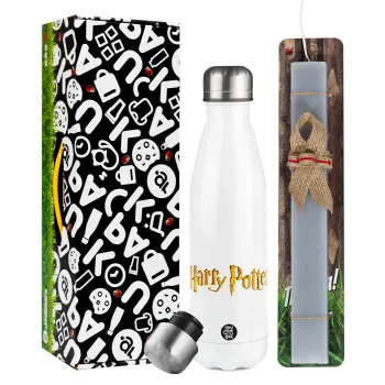 Harry potter movie, Easter candle, metallic white thermos bottle (500ml) & aromatic flat candle (30cm) (GRAY)