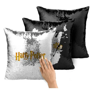 Harry potter movie, Μαξιλάρι καναπέ Μαγικό Μαύρο με πούλιες 40x40cm περιέχεται το γέμισμα
