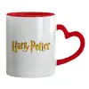Mug heart red handle, ceramic, 330ml