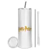 Tumbler stainless steel 600ml, with metal straw & cleaning brush