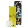 Neon Yellow Travel Tumbler, with metal straw (Stainless steel 304 Food grade, BPA free, 600ml)