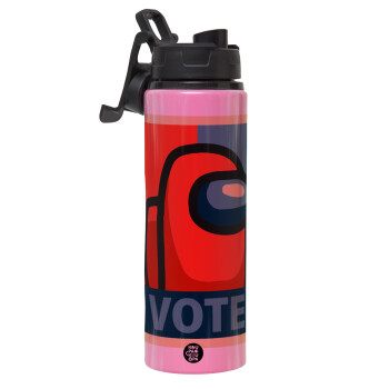 Among US VOTE, Μεταλλικό παγούρι νερού με καπάκι ασφαλείας, αλουμινίου 850ml