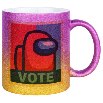 Among US VOTE, Κούπα Χρυσή/Ροζ Glitter, κεραμική, 330ml