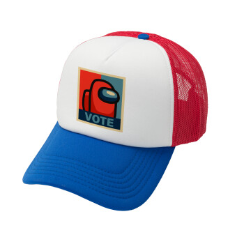 Among US VOTE, Καπέλο Ενηλίκων Soft Trucker με Δίχτυ Red/Blue/White (POLYESTER, ΕΝΗΛΙΚΩΝ, UNISEX, ONE SIZE)