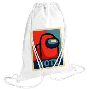Among US VOTE, Backpack pouch GYMBAG white (28x40cm)