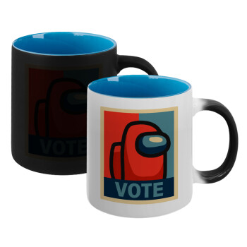 Among US VOTE, Κούπα Μαγική εσωτερικό μπλε, κεραμική 330ml που αλλάζει χρώμα με το ζεστό ρόφημα