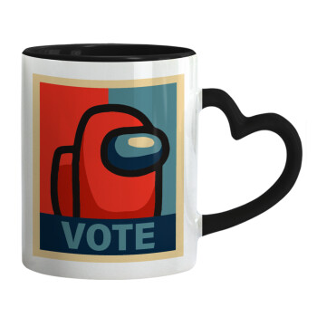Among US VOTE, Mug heart black handle, ceramic, 330ml