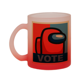 Among US VOTE, Κούπα γυάλινη δίχρωμη με βάση το κόκκινο ματ, 330ml