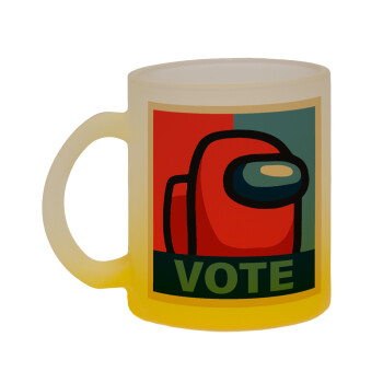 Among US VOTE, Κούπα γυάλινη δίχρωμη με βάση το κίτρινο ματ, 330ml