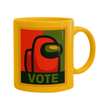 Among US VOTE, Ceramic coffee mug yellow, 330ml (1pcs)