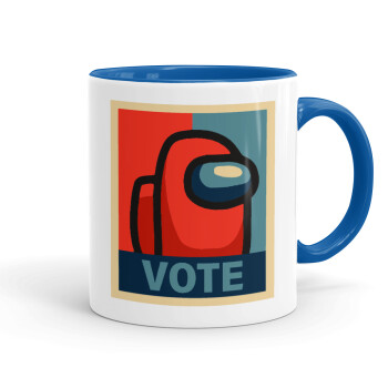 Among US VOTE, Mug colored blue, ceramic, 330ml