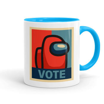 Among US VOTE, Κούπα χρωματιστή γαλάζια, κεραμική, 330ml
