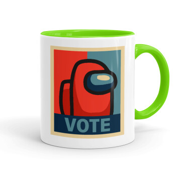 Among US VOTE, Mug colored light green, ceramic, 330ml