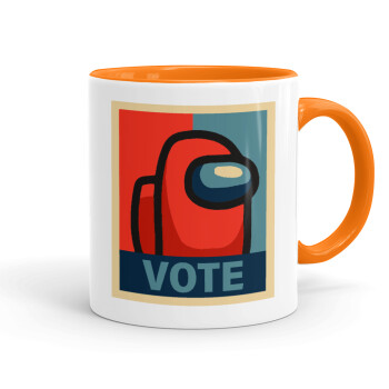 Among US VOTE, Mug colored orange, ceramic, 330ml