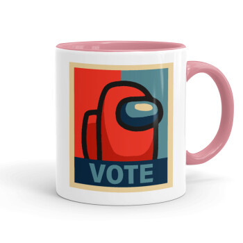 Among US VOTE, Mug colored pink, ceramic, 330ml