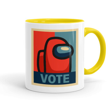 Among US VOTE, Mug colored yellow, ceramic, 330ml