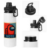 Metal water bottle with safety cap, aluminum 850ml