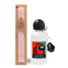 Easter Set, metallic aluminum bottle (500ml) & aromatic flat Easter candle (30cm) (PINK)