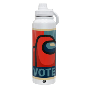 Among US VOTE, 1L Stainless Steel Thermal Bottle with Phone Holder & Double Wall Insulation