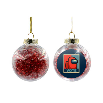 Among US VOTE, Χριστουγεννιάτικη μπάλα δένδρου διάφανη με κόκκινο γέμισμα 8cm