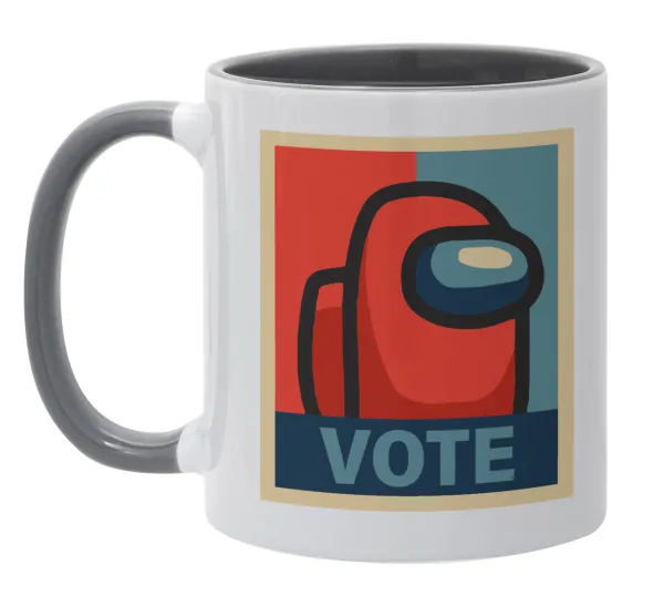 Among US VOTE — Κούπα χρωματιστή γκρι, κεραμική, 330ml
