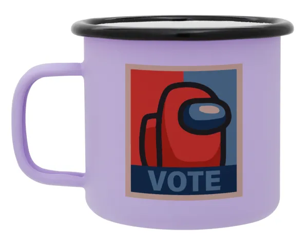 Among US VOTE — Metal enamel mug, matte light pastel purple, 360ml