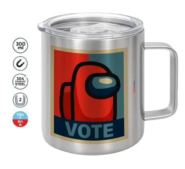 Among US VOTE — Double-walled stainless steel mug 300ml with temperature-retaining lid